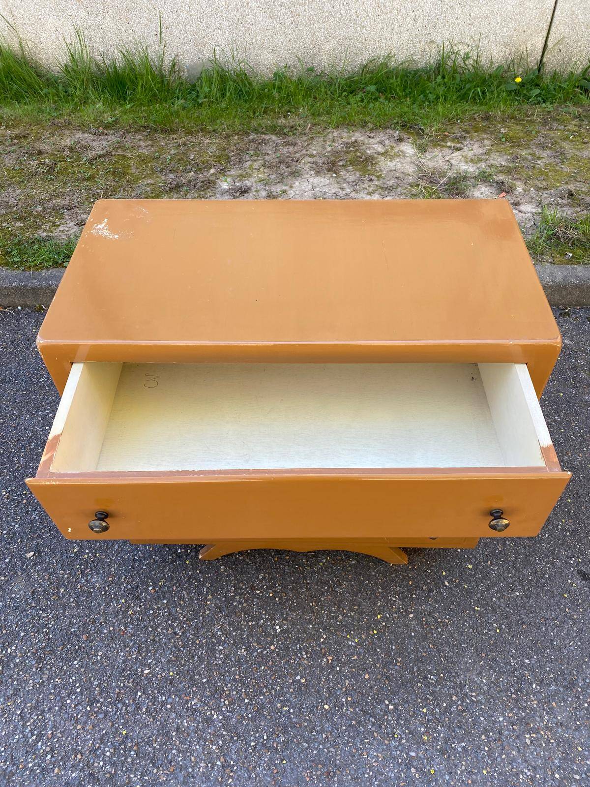 Commode art deco pied moustache 1950 avec 3 tiroirs