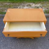 Art deco chest of drawers with moustache foot, 1950s, with 3 drawers