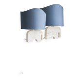 Paire de lampes de table en travertin en forme d'éléphant, signées Fratelli Mannelli, années 1970, Italie