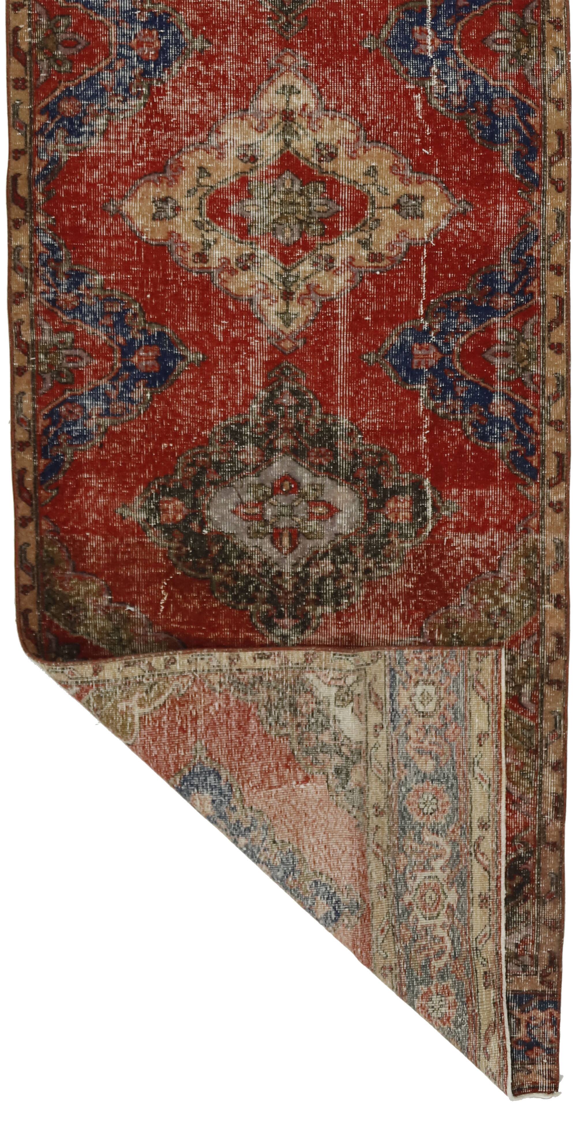 Tapis couloir vintage fait main – Anatolie, années 1950 – 370x106 cm