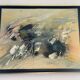 Abstract Lyrical Tableau Oil on Canvas Black and Gold Frame 1960s