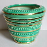 Ceramic pot cover in Art-Deco slurry