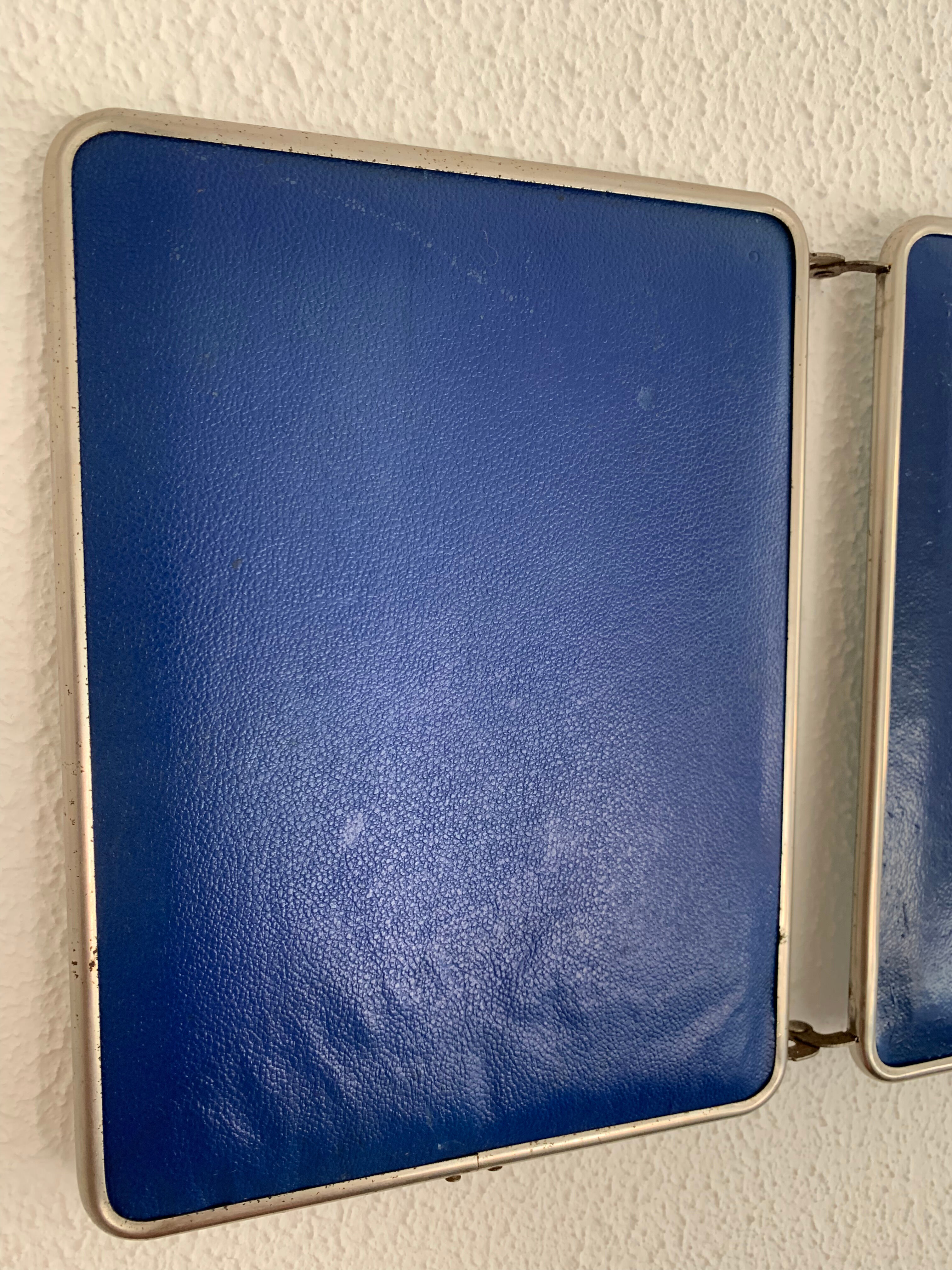 Vintage mirror 1960 triptych barber blue king - 24 x 59 cm