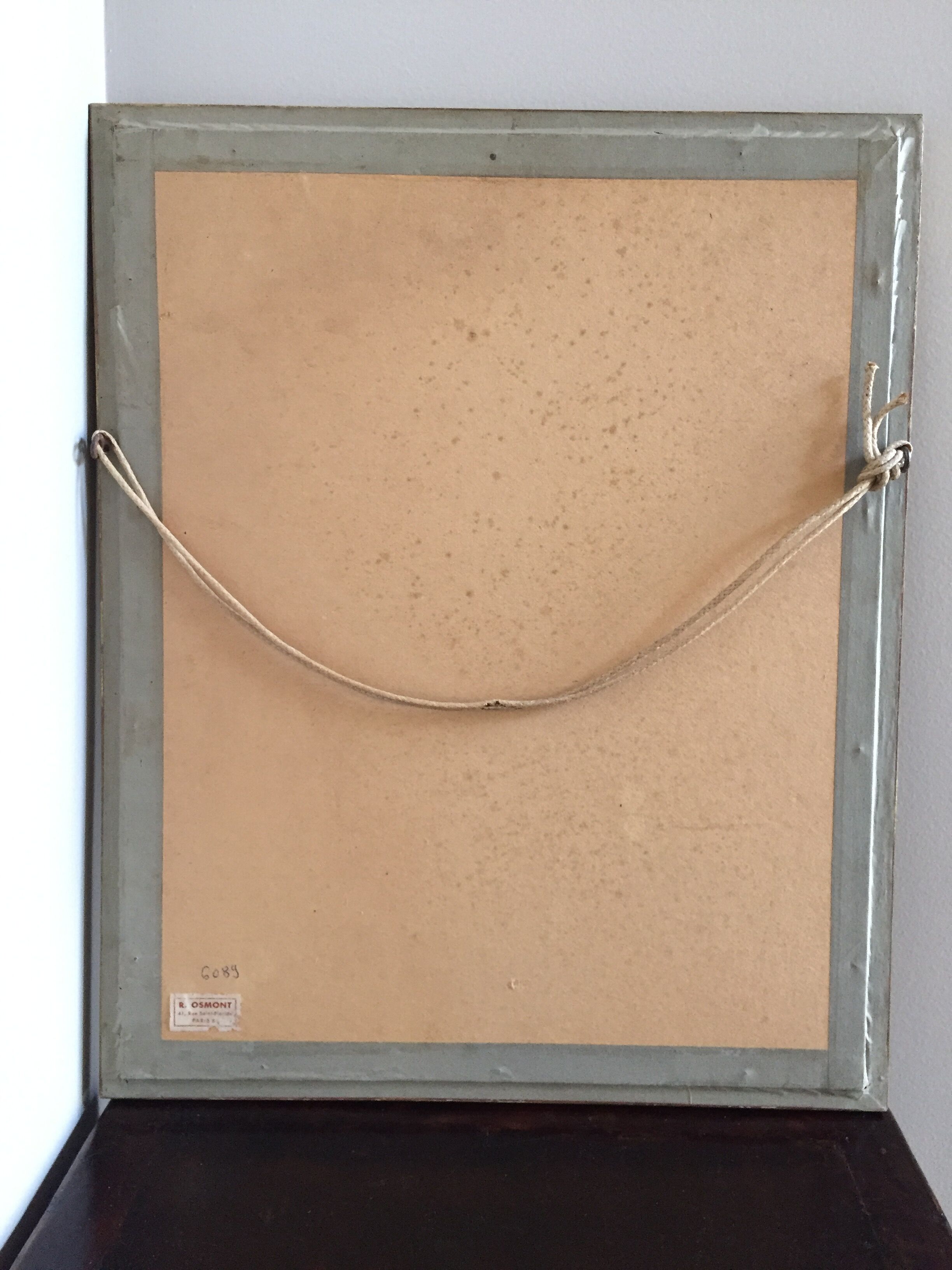 Old framed pink lithograph board