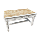 Bureau ancien en chêne sculpté et cérusé