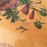 Serving tray with floral watercolor signed