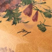 Serving tray with floral watercolor signed