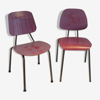 Pair of stackable steel tube chairs