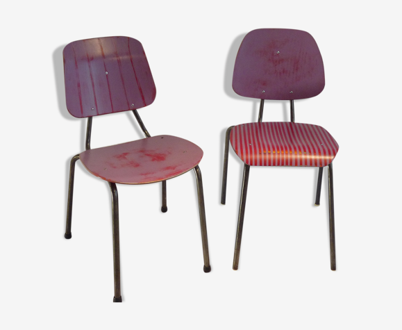 Paire de chaises tube acier empilables