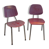 Pair of stackable steel tube chairs