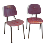 Paire de chaises tube acier empilables