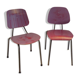 Pair of stackable steel tube chairs