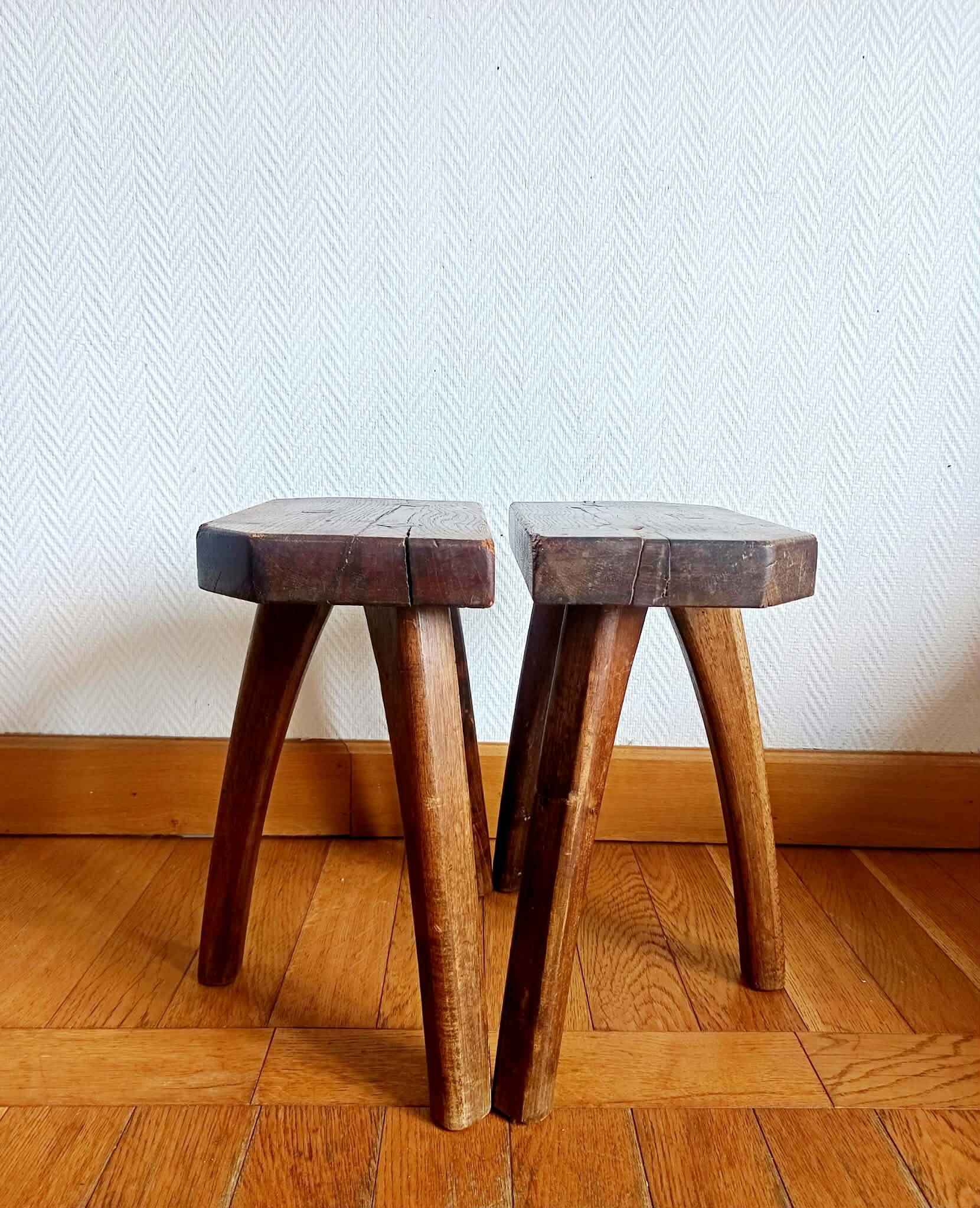 Pair of vintage brutalist stools