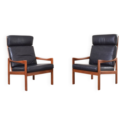 Chaises longues en teck de milieu de siècle par Illum Wikkelsø pour Niels Eilersen, années 1960.