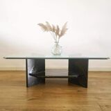 Glass coffee table and black marble base