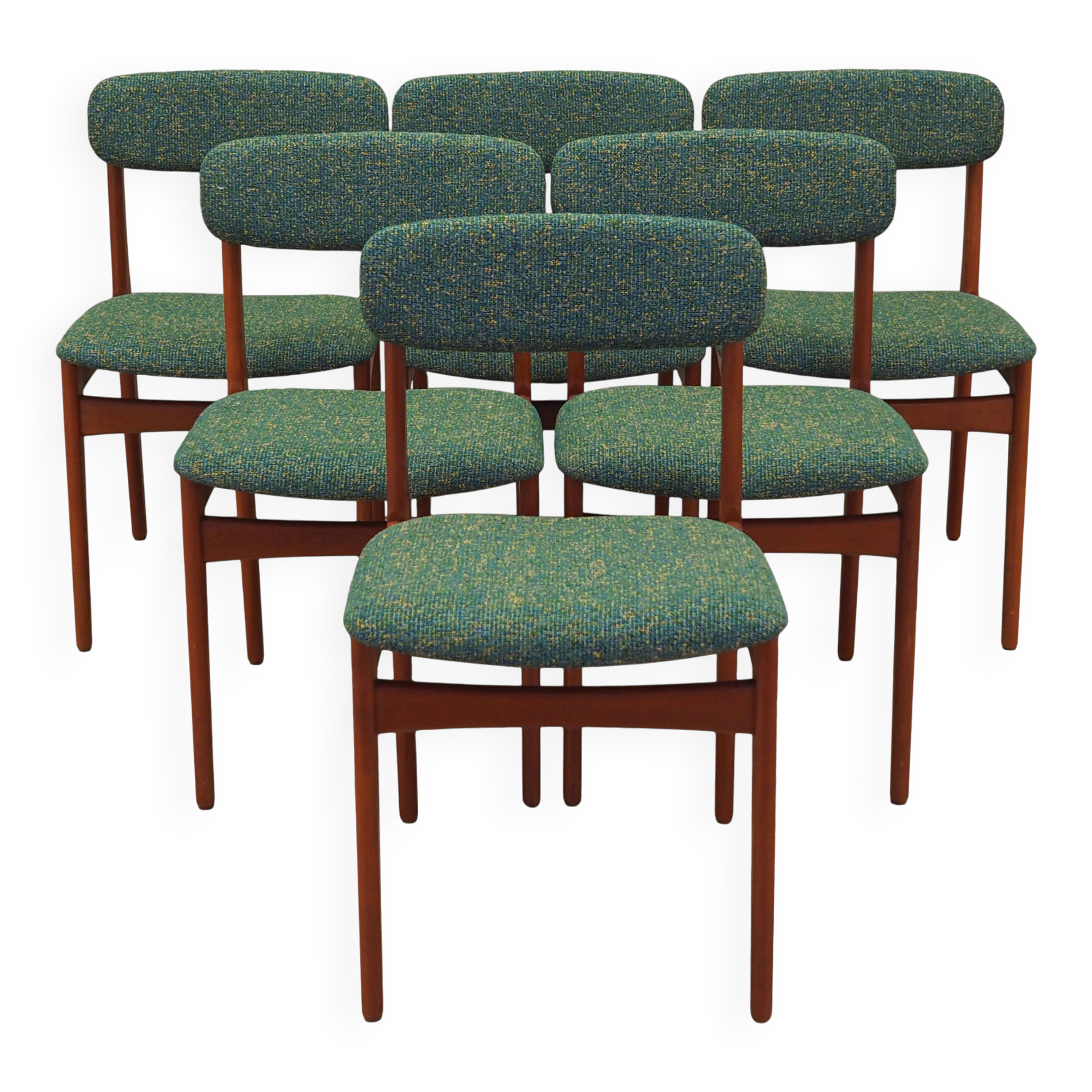 Set of six teak chairs, Danish design, 1960s, manufacture: N. & K. Bundgaar