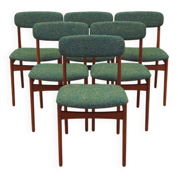Set of six teak chairs, Danish design, 1960s, manufacture: N. & K. Bundgaar
