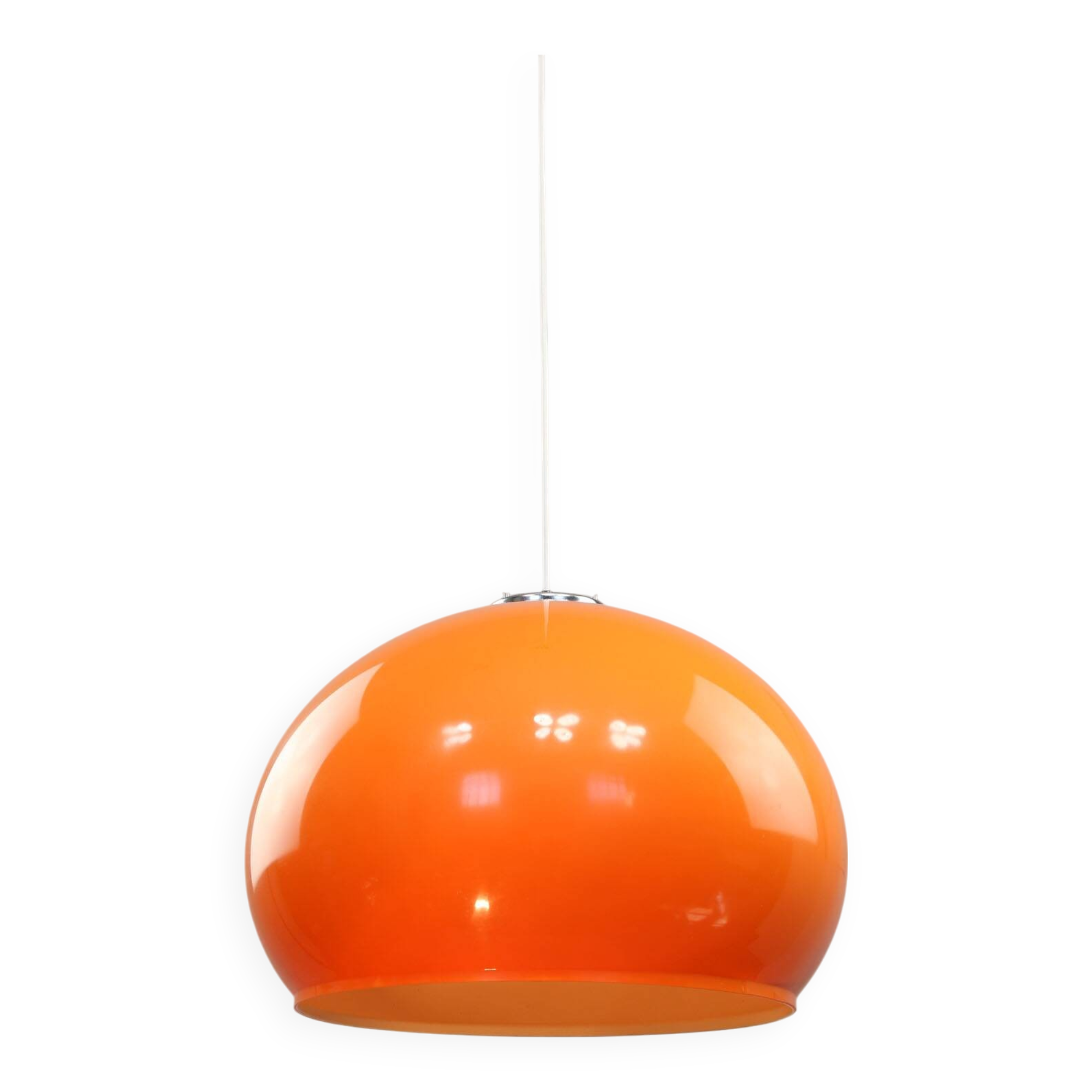 Suspension géante orange Space Age de Guzzini, années 70