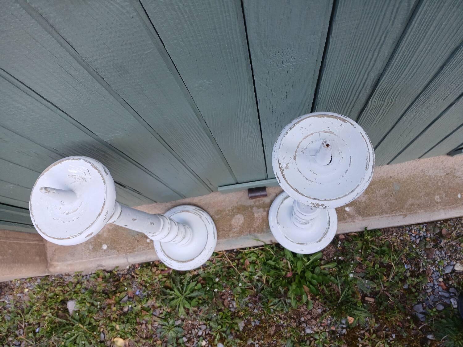 Pair of antique wooden candlesticks/candlesticks