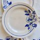 4 vintage ironstone dessert plates Digoin Sarreguemines Hubert blue