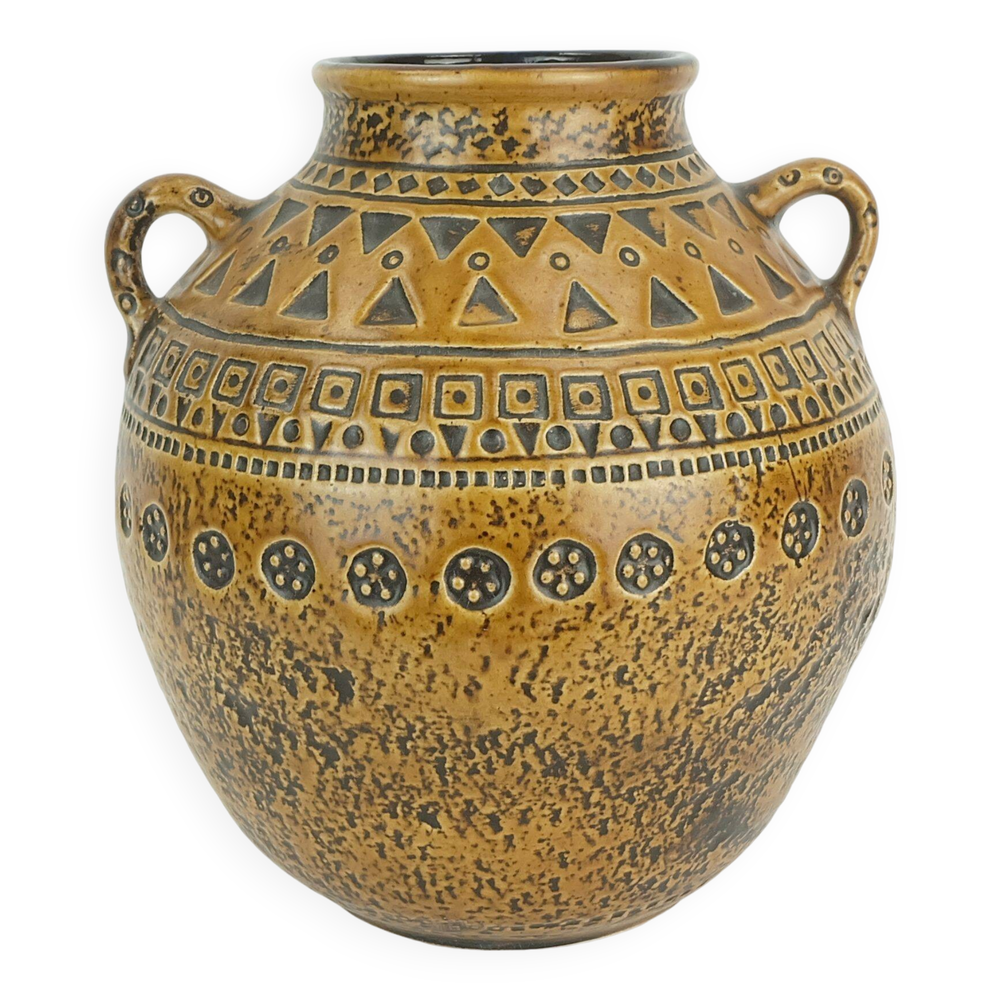 Large mid century modern ceramic vase abstract decor 1960s 70s