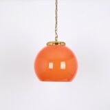 Orange glass pendant lamp from Peill & Putzler Germany 1970s