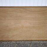 Large antique mirror with an oak frame.