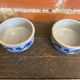 Pair of antique bowls handarbeit salt glaze blue decor vintage #d662