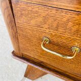 Commode vintage en noyer, pieds compas , circa 1950s