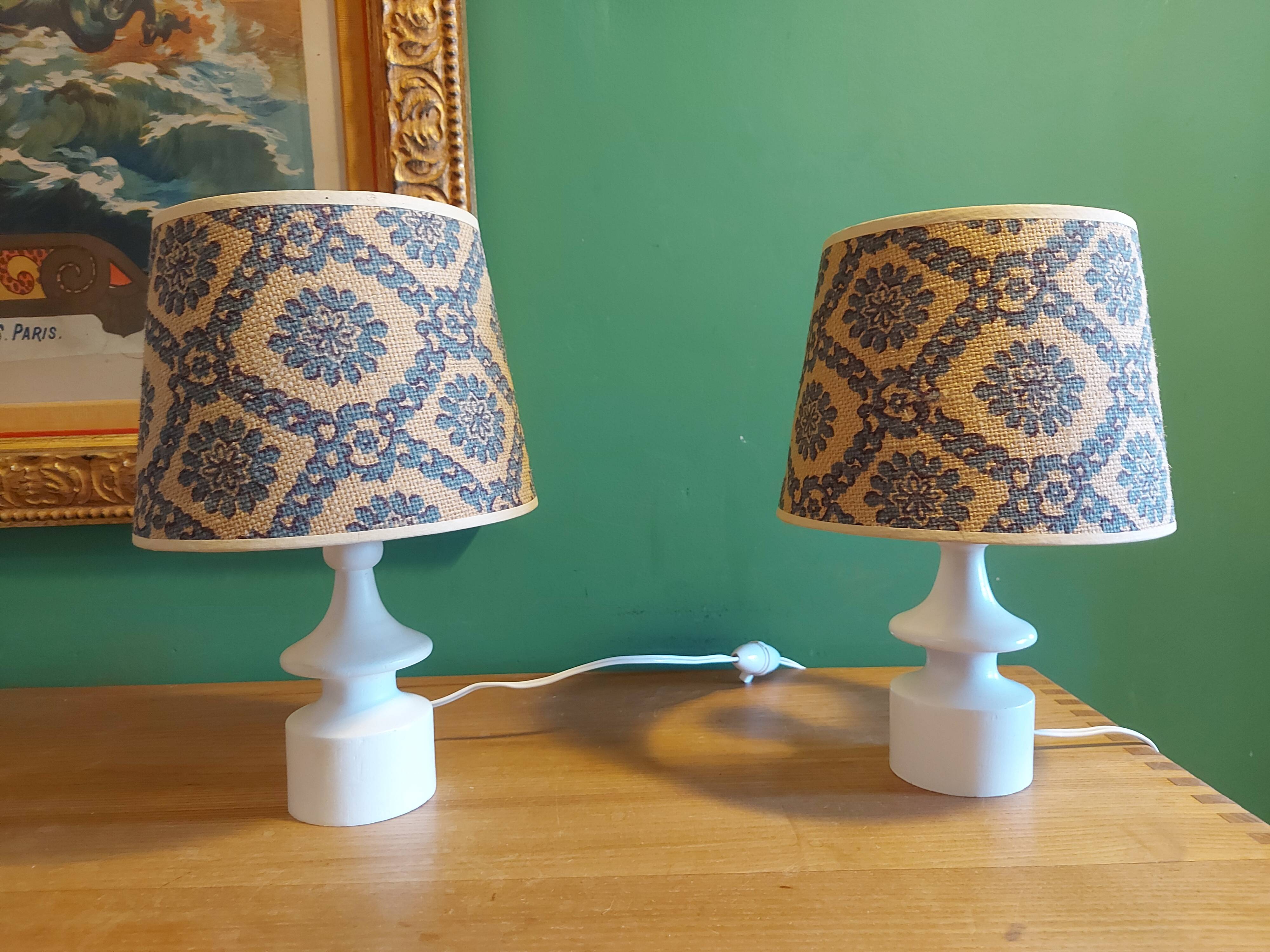 2 vintage 60's wooden bedside lamps