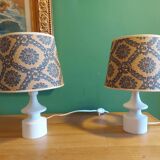 2 vintage 60's wooden bedside lamps