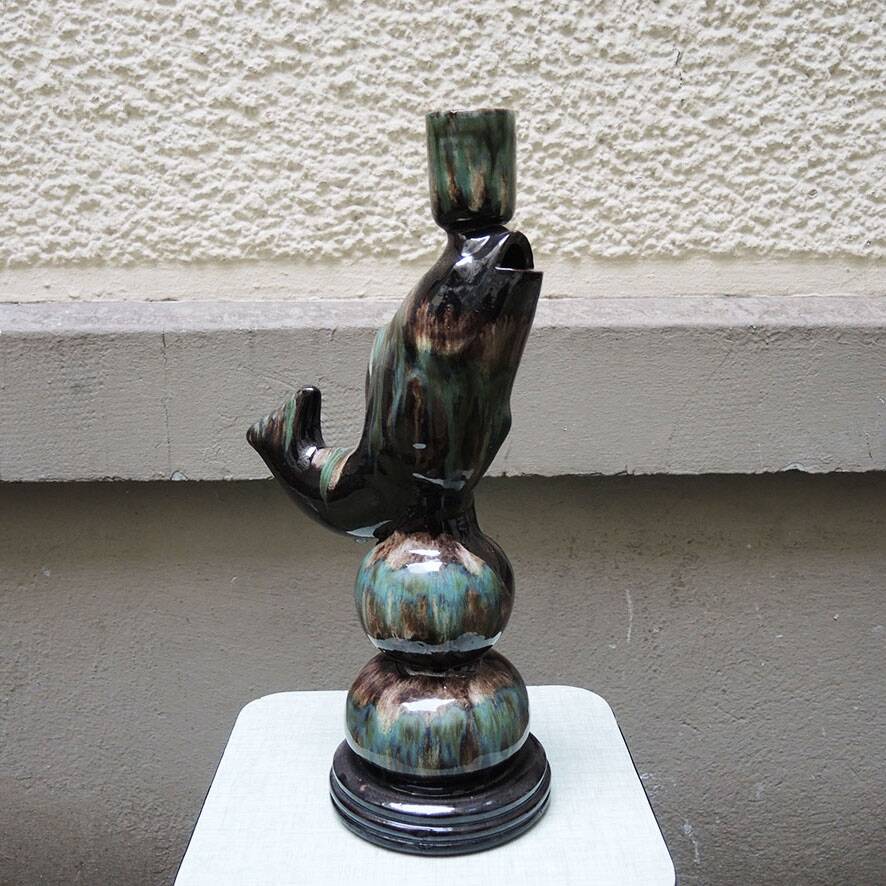 Old fish-shaped ceramic lamp base