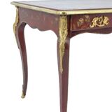 Louis XV style bureau plat with lake scene decoration. Circa 1850.