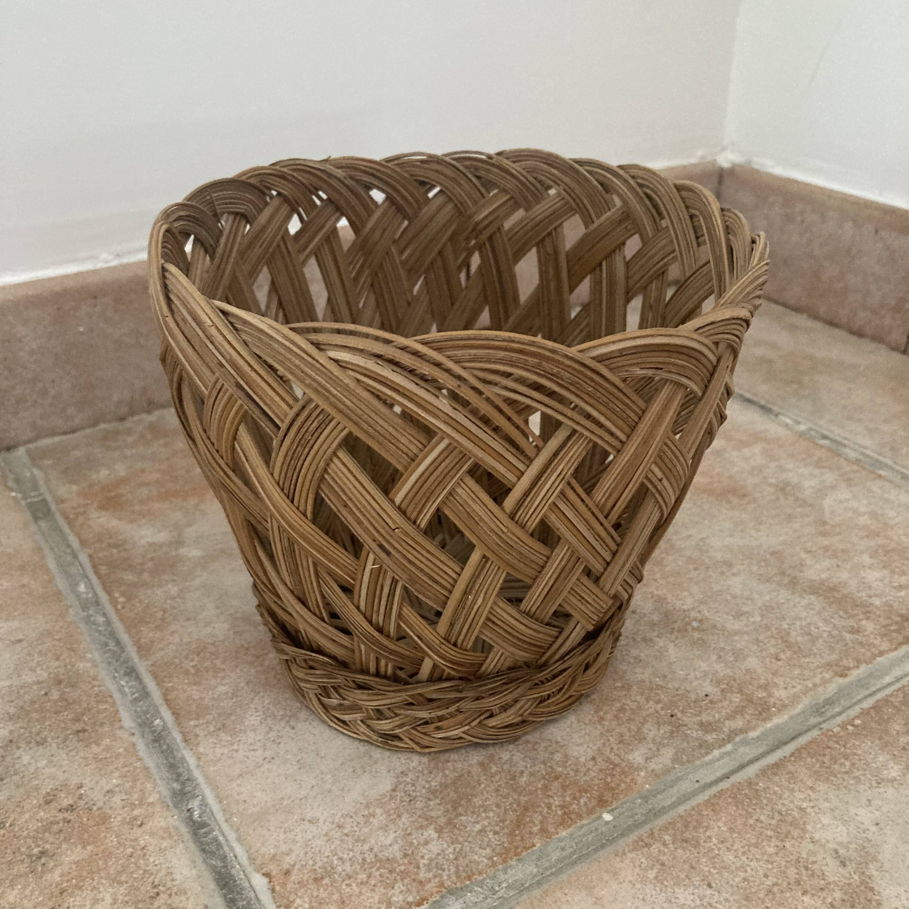 Vintage woven wicker plant pot cover