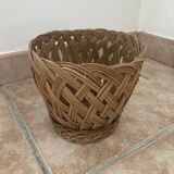 Vintage woven wicker plant pot cover