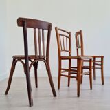 Mismatched wooden bistro chairs