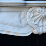 Louis XV style fireplace in Carrara marble, around 1900.