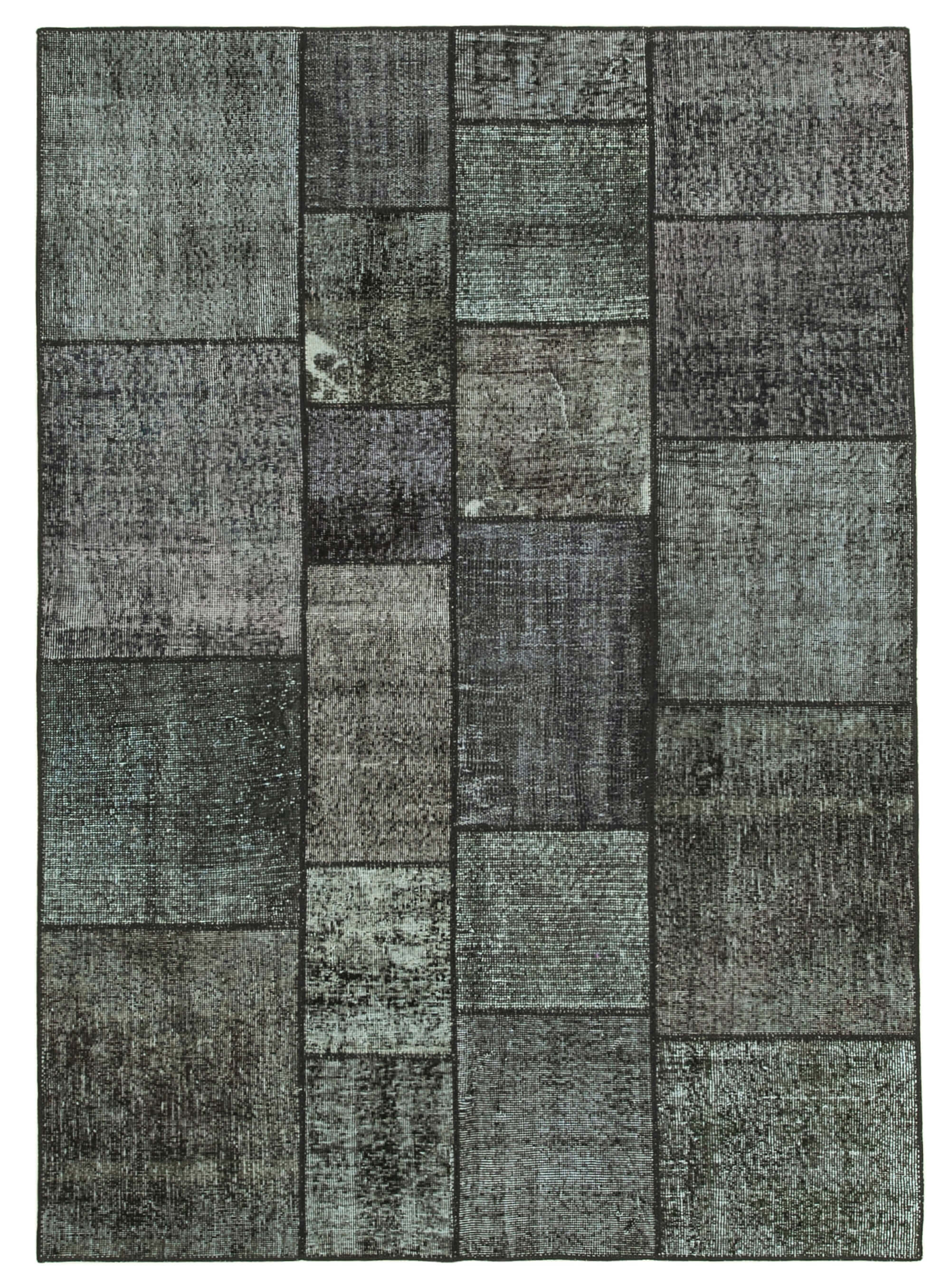 Hand-knotted oriental vintage 172 cm x 240 cm black patchwork carpet