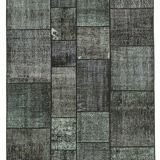 Tapis oriental vintage noué à la main 172 cm x 240 cm tapis patchwork noir