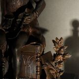 Old 19th century mabre fireplace clock with statue