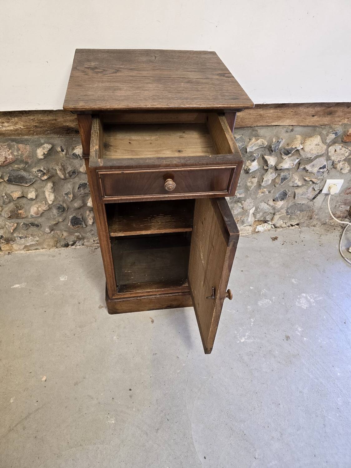 Small piece of furniture / bedside table in burr walnut