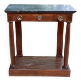 19th century empire console, solid wood and gray marble
