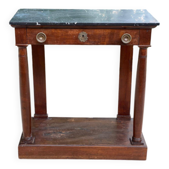 19th century empire console, solid wood and gray marble