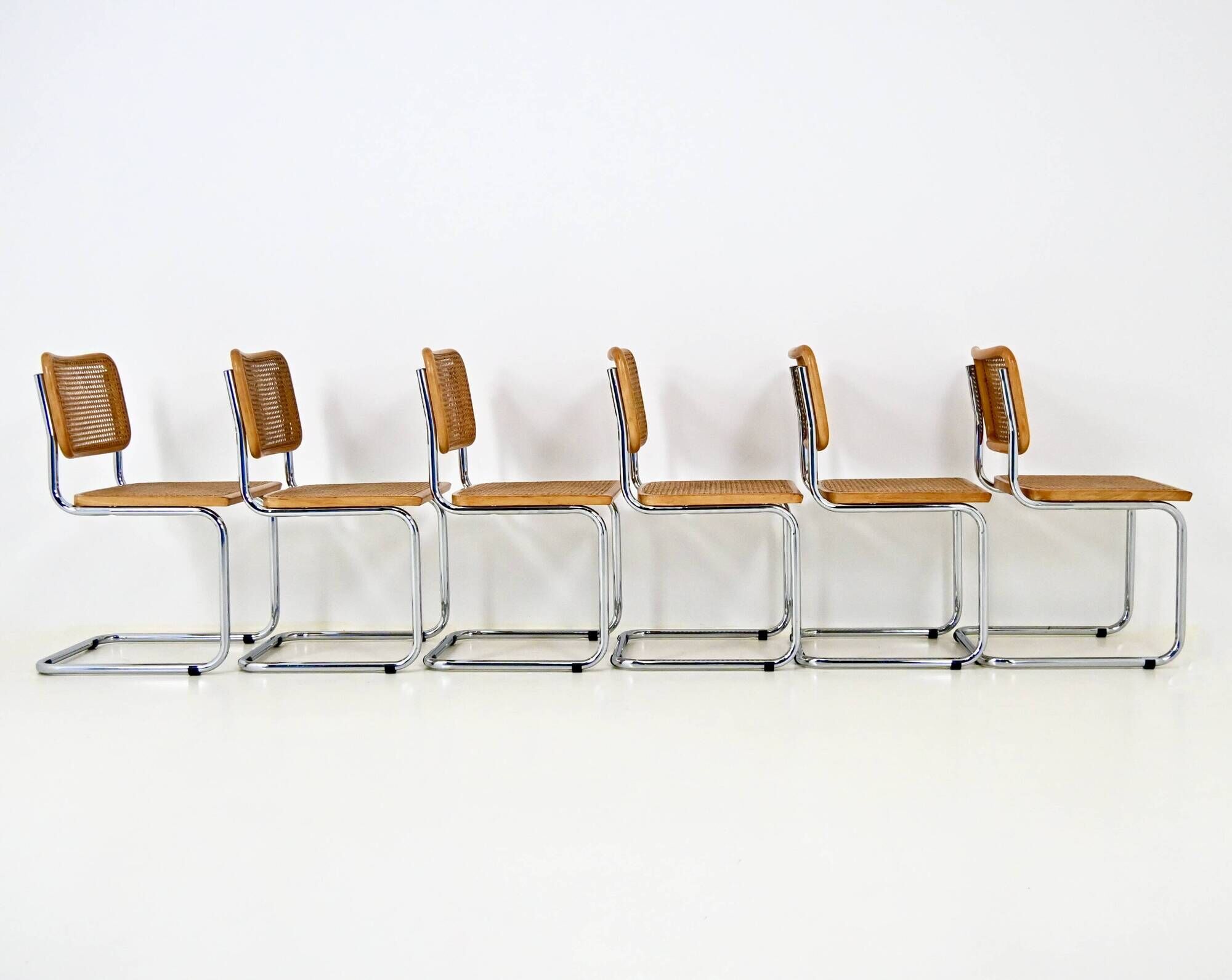 Set of 6 B32 style dining chairs by Marcel Breuer.
