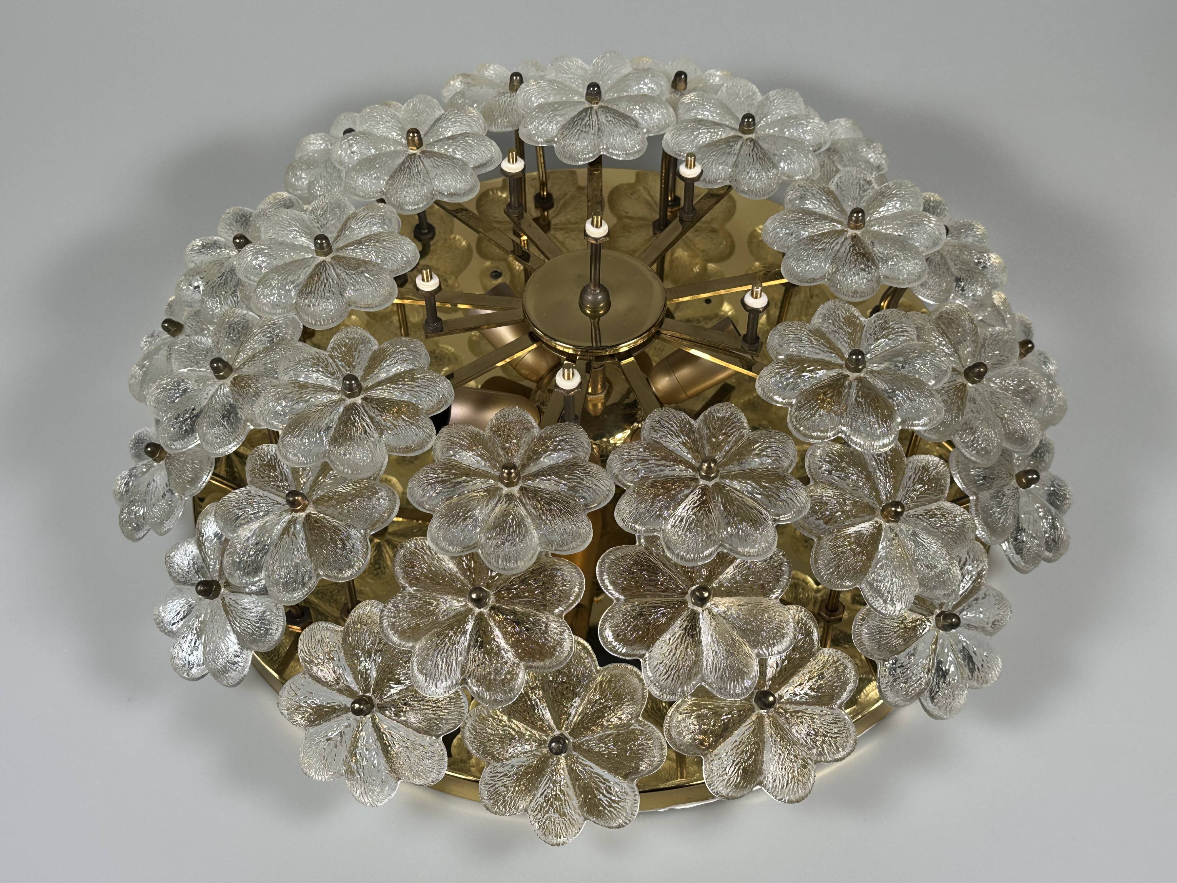 1960s/70s Ceiling Lamp Ernst Palme made of brass and glass, Germany