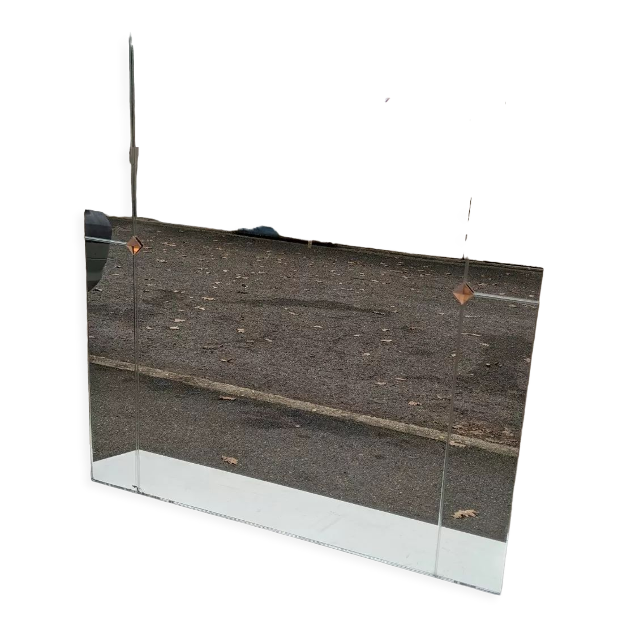 Large chiseled rectangular mirror with glass cabochons