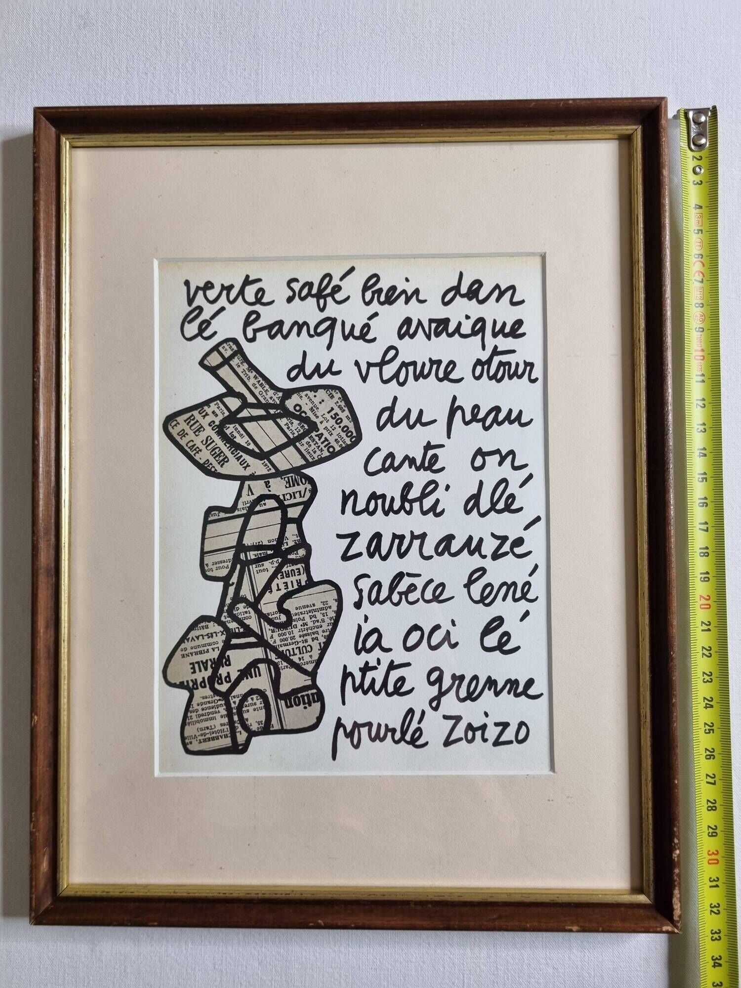Screenprint after Jean Dubuffet framed under glass 26 cm by 32 cm
