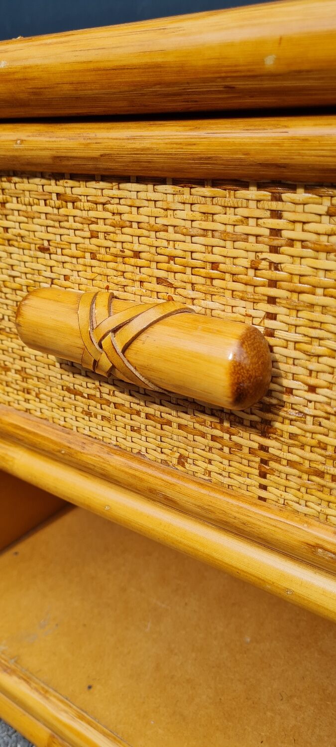 Vintage rattan bedside
