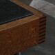 Belgian coffee table from the 80s, oak and blue stone from Belgium.