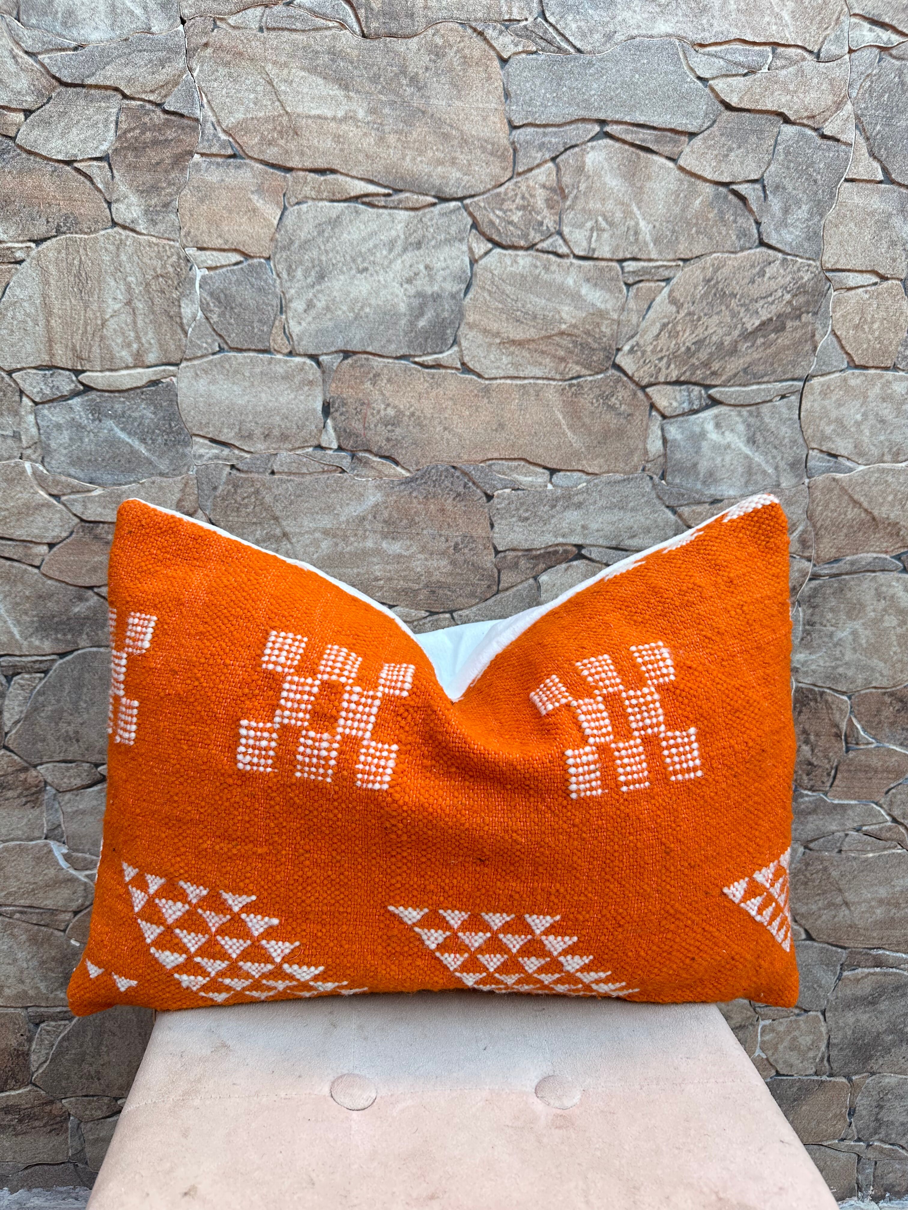 Moroccan orange pillowcase, Berber cushion cover, ear pillowcase.